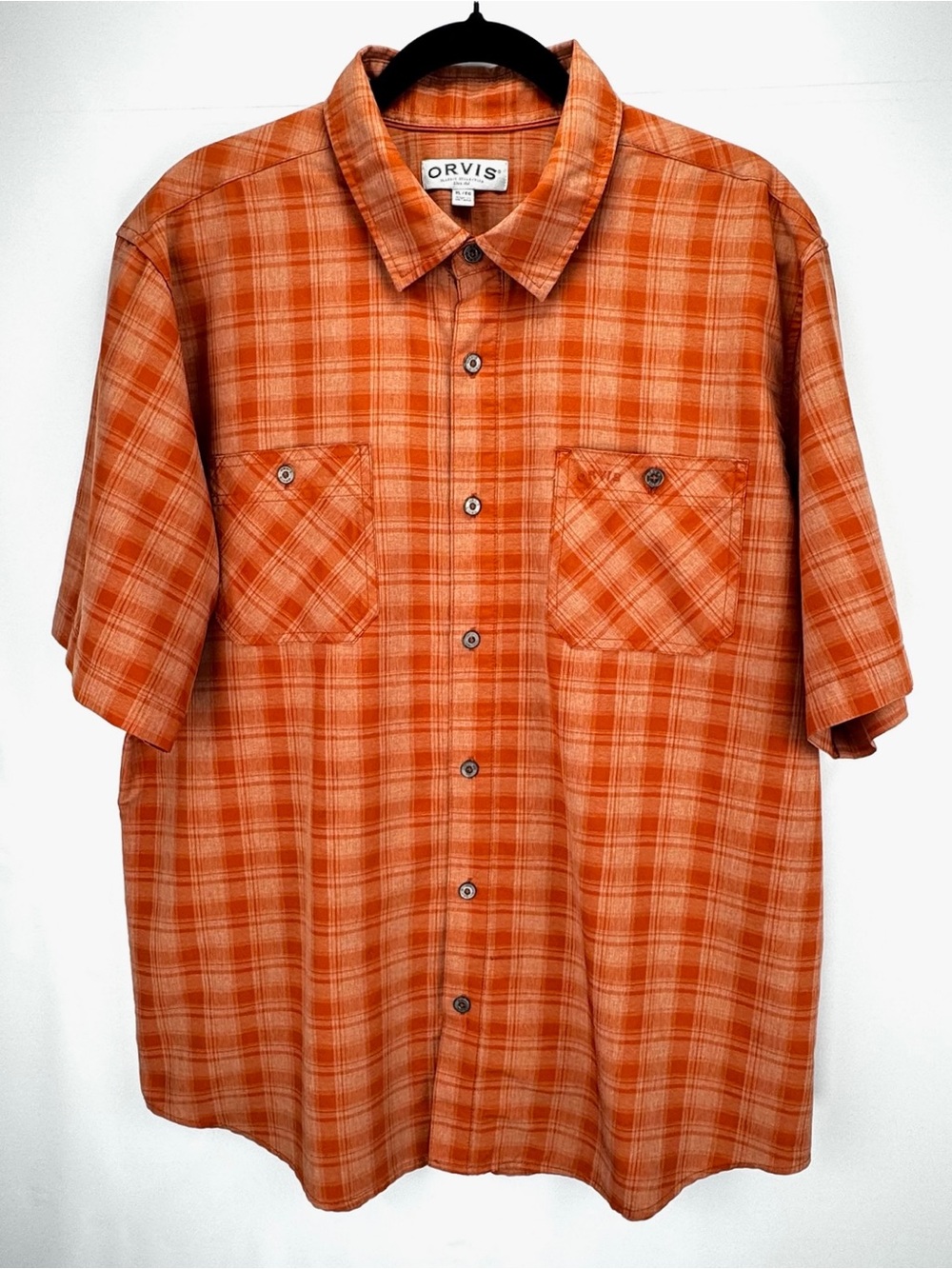 Orvis Orange Plaid Short-Sleeve Button-Down Shirt